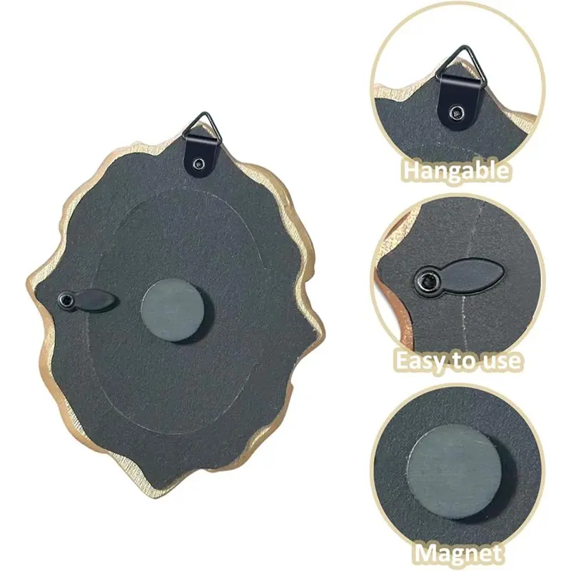 4Pcs Magnetic Picture Frames for Refrigerator,Wall Hanging Mini Gold Frames Vintage Oval Rectangle Baroque Photo Frames