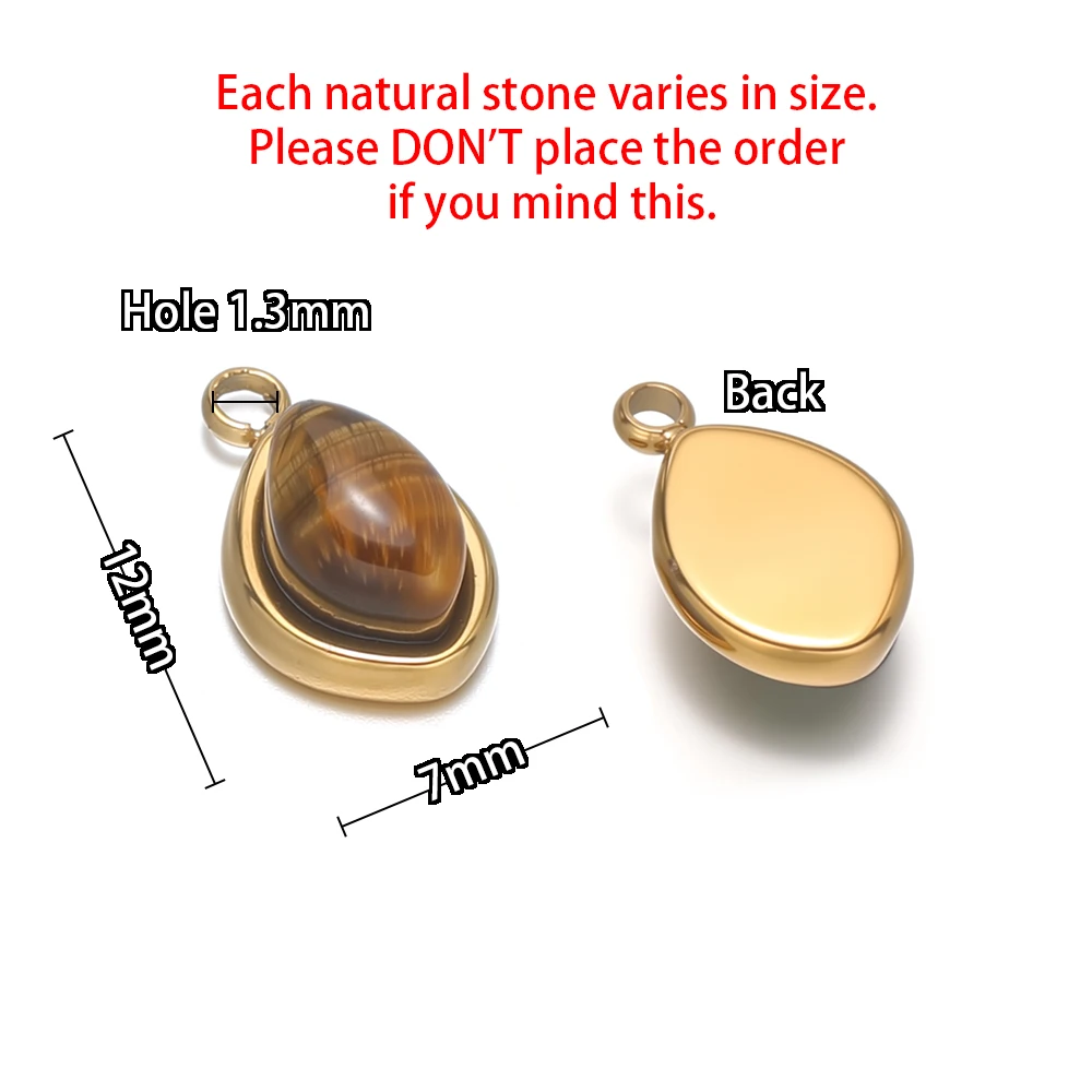 5 Stück Edelstahl-Anhänger mit kleinen Natursteinen, DIY-Zubehör für elegante Halsketten, Armbänder und Ohrringe für Mädchen. – Detail 3
