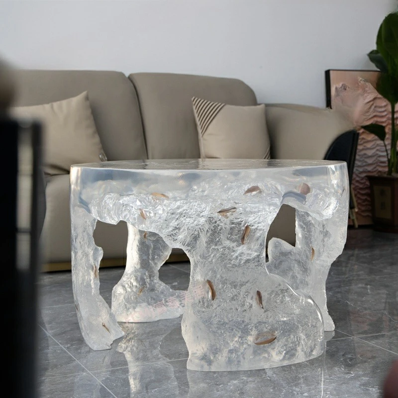 Household Design Ornament Transparent Transparent Living Room Modern Light Luxury Custom Coffee Table Simple Resin Table Hotel