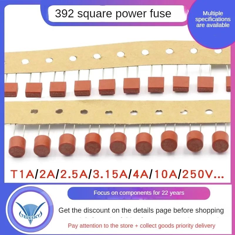 

10Pcs 392 Square 382 Cylindrical Fuses T0.5A 1A 1.6A 2A 2.5A 3.15A 4A 5A 6.3A 8A 250V LCD TV Power Board Commonly Water Purifier