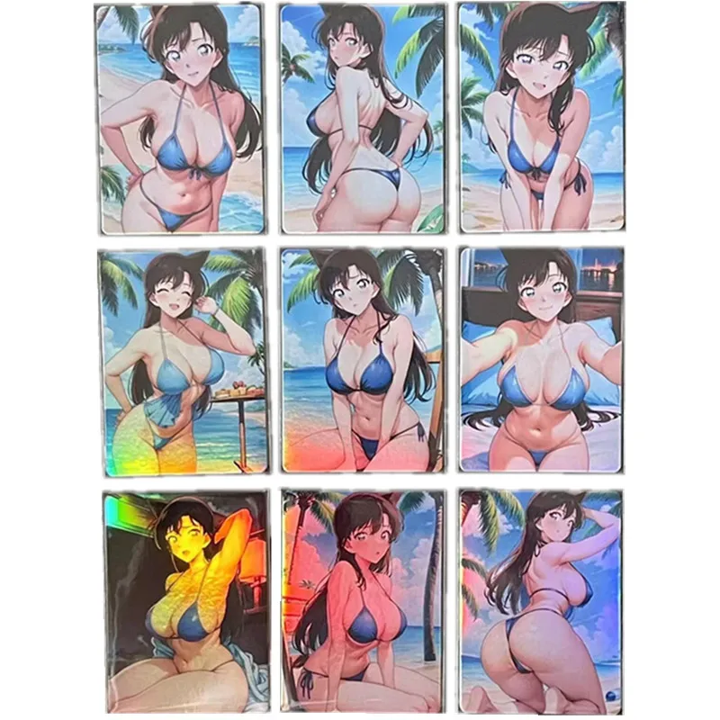 9Pcs/set AnimeDetective Conan Maorilan ACG Sexy Nude Card Homemade Beach Swimsuit Girl Series Toy Game Gift Collection Card