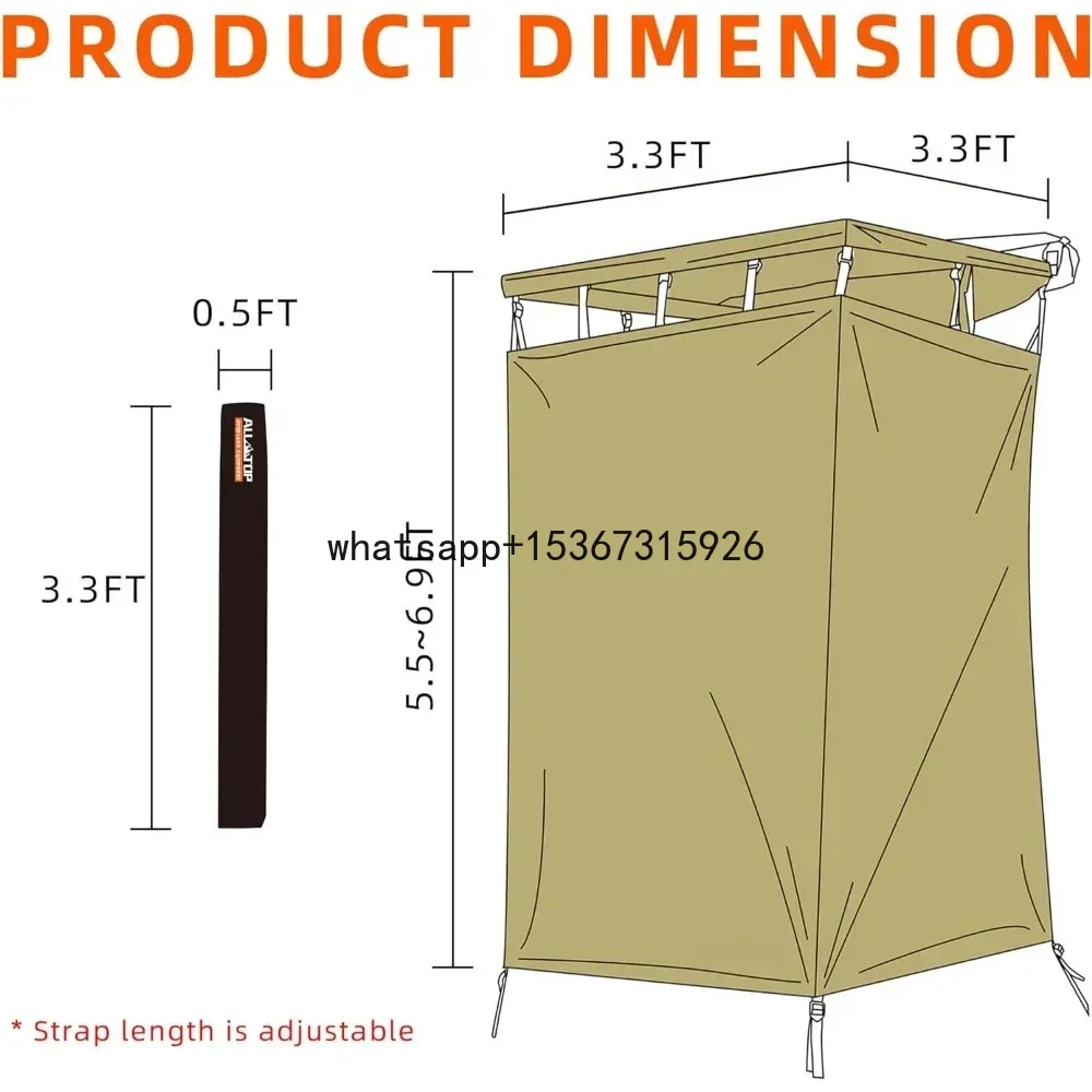 Vehicle Awning Shower Room with Roof,3.3ft X 3.3ft,Privacy Shelter Restroom with LED Light,Waterproof Shower Tent Overland