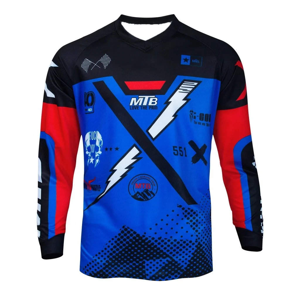 Outdoor Cycling Long-Sleeve Top MTB Print Breathable Mesh Mountain Bike Jersey Unisex Riding Gear view 5