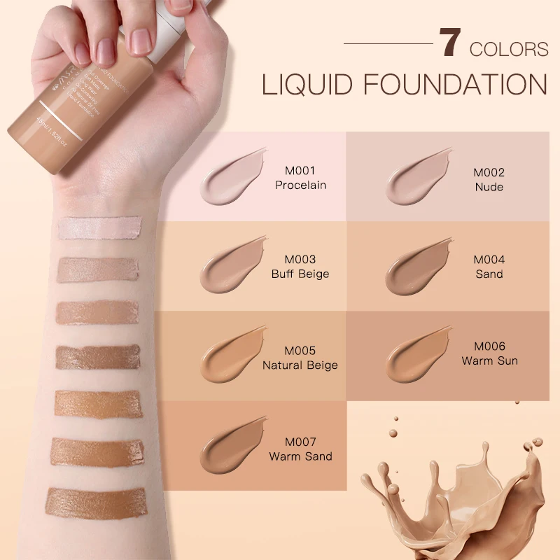 45ml Liquid Foundation Long Lasting Oil-Controlling Matte Base Professional Makeup Full Coverage Effective Concealer Waterproof