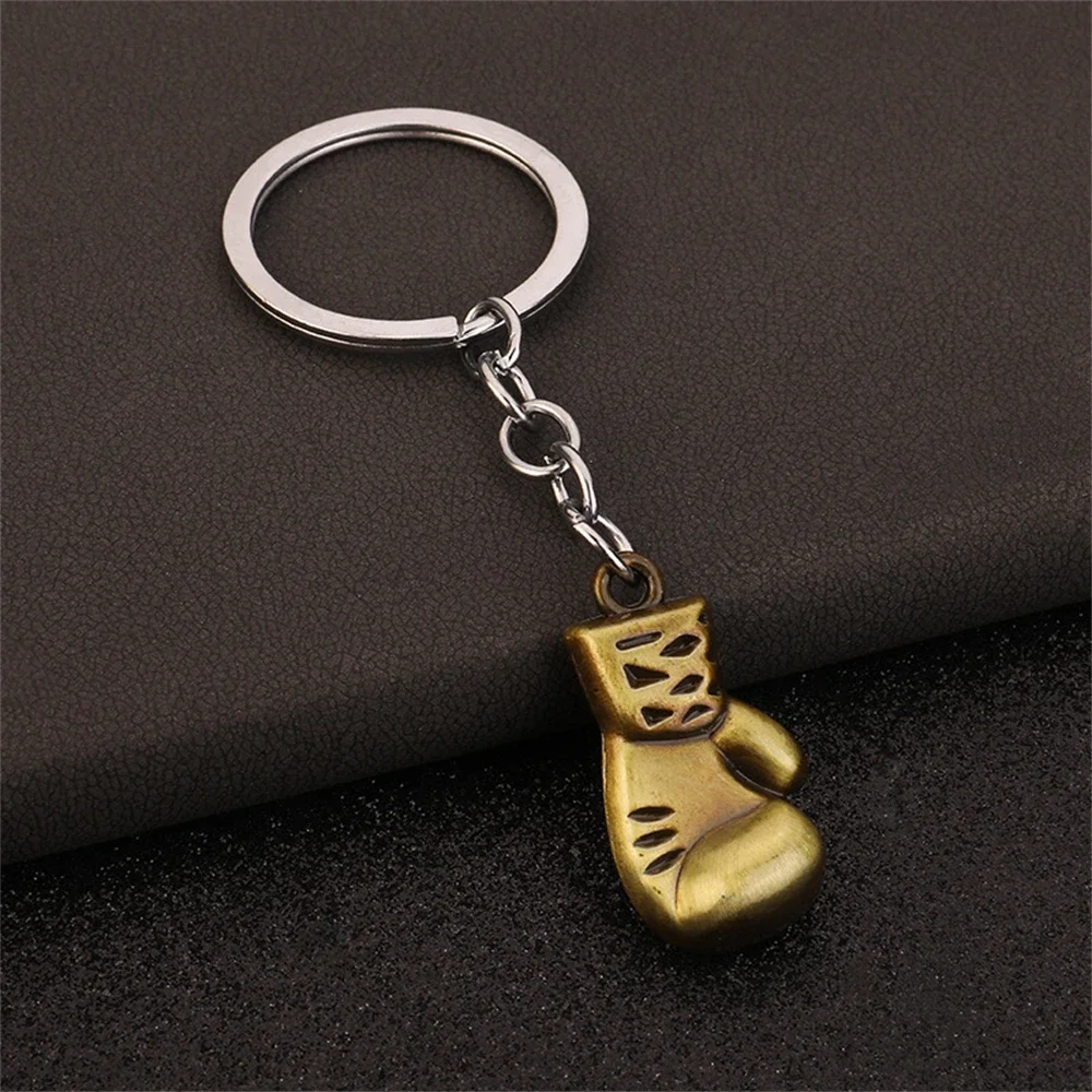 Creative Mini Creative 3D Metal Boxing Gloves Keychain Cute Gym Keyring  Pendant Shock Key Holder Car Key Ring for Boy Men Gift