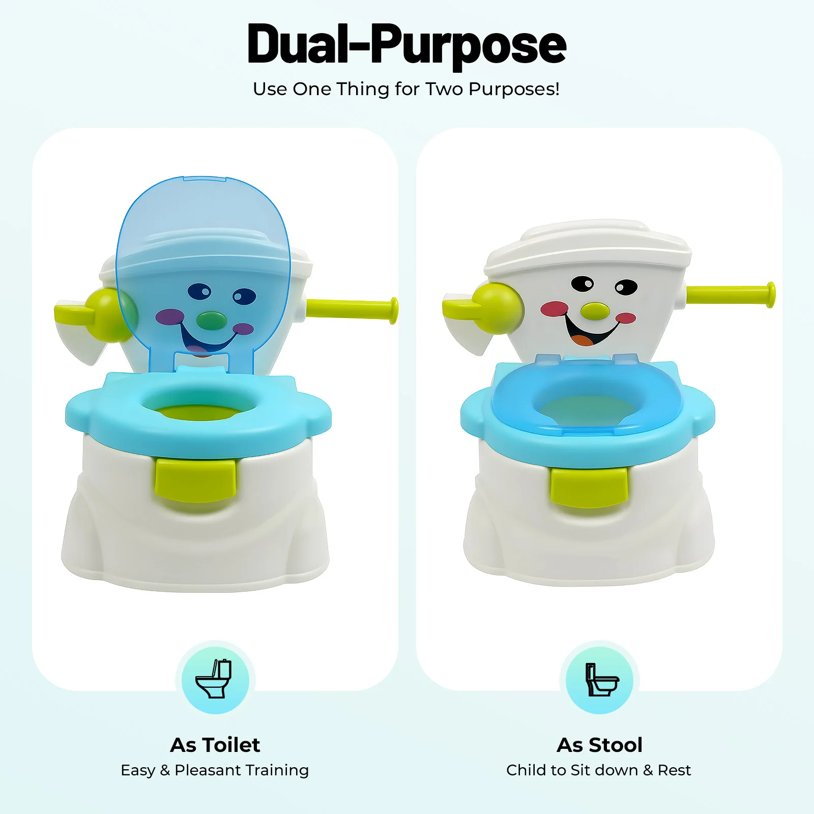 Tragbare Toilette für Kinder, tragbare Toilette, blau/rosa, tragbare Toilette, Töpfchentraining, Toilette für Mädchen und Jungen, Töpfchenstuhl, Toilettensitz – Detail 2