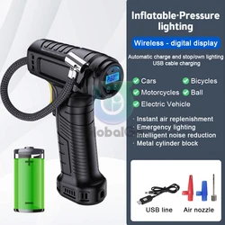 Wireless 120W Digital Tire Inflator Portable Air Compressor Inflatable Pump Air Pump Rechargeable Car Motorcycle Tire Inflator