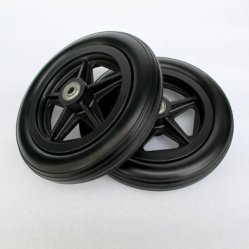 1 Pcs 7-inch PU Elastic Wear-Resistant Front Wheel for Wheelchair Accessory - Durable Mobility Wheel