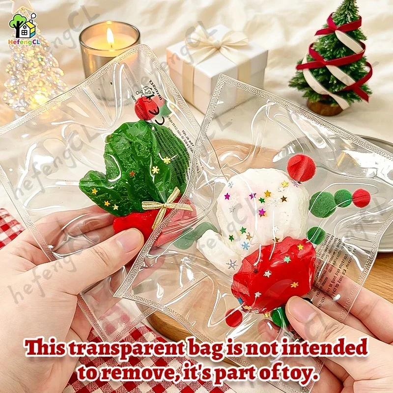 (HefengCL) Xmas Glove、TPR Squishy、Star Glitter、Sealed Clear Bag、ASMR、Stress Relief、Sensory Fidget Toy