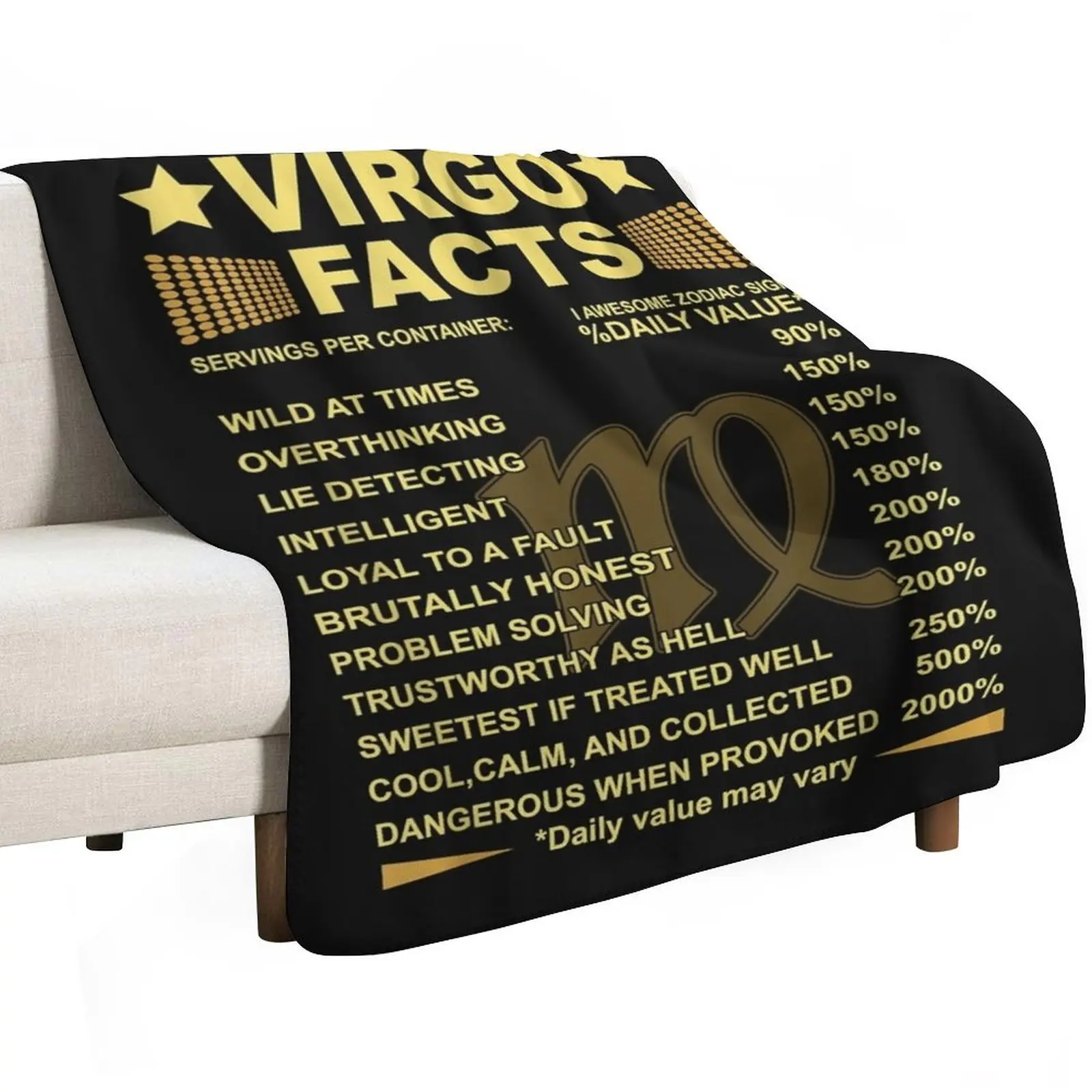Virgo Facts Zodiac Funny Virgo Birthday Gift Tee Throw Blanket Cozy Throw Blanket for Bed Sofa Chair