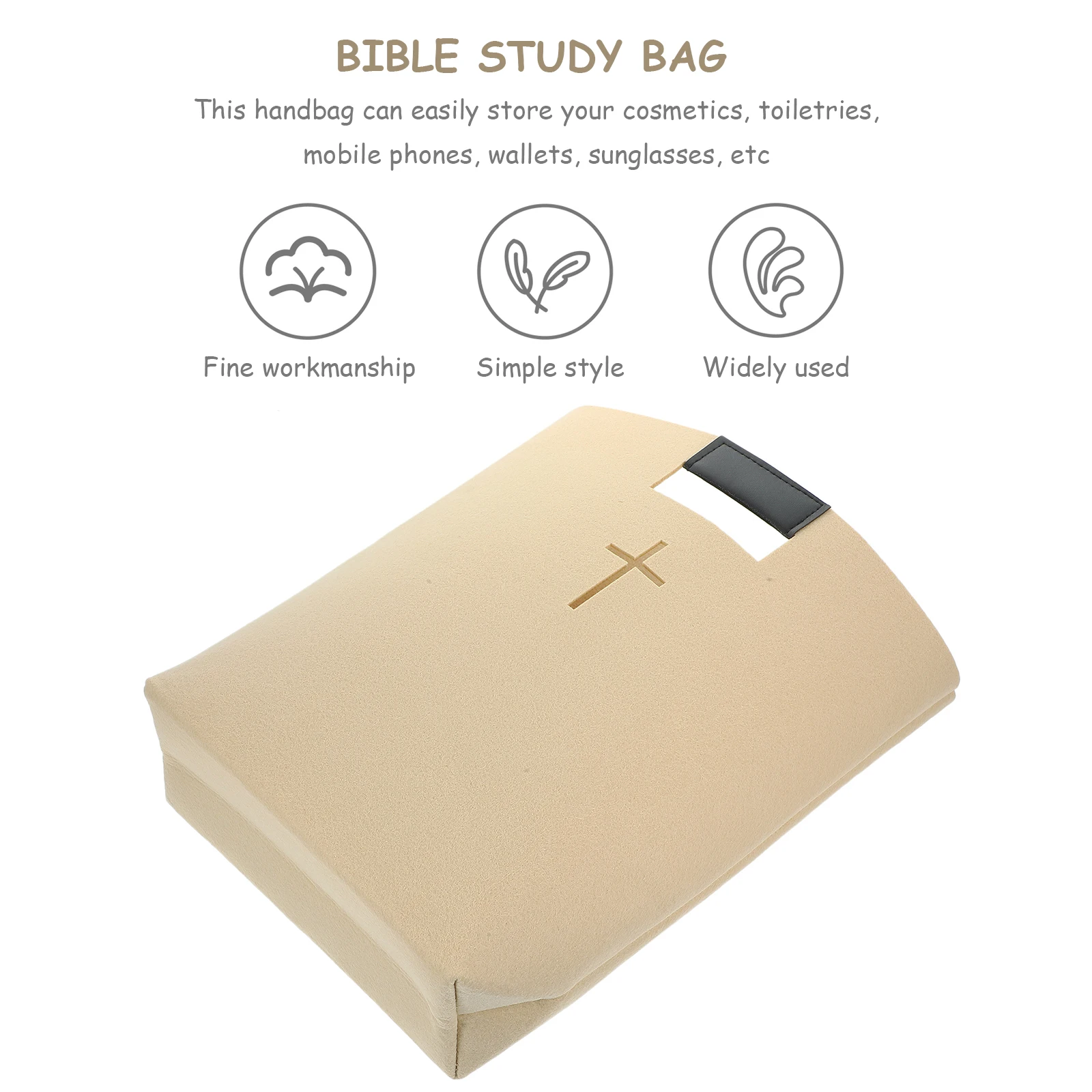 Stable Reusable Felt Tote Bible Storage Bag Large Capacity Multi-Function Organizer For School Office Church Toiletry