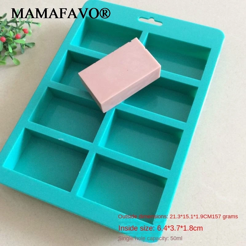 High Quality 160g 21.3*15.1*1.9cm 8-Cavity Plain Basic Rectangle Soap Mold Silicone Cake Chocolate  Mould Homemade Craft H032
