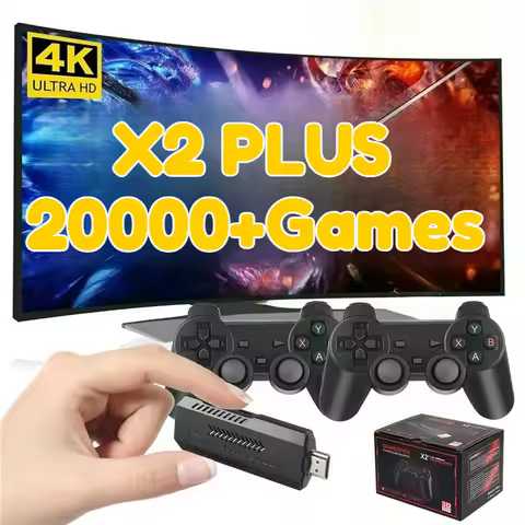 X2 Plus Retro Gaming Console 4K HD Retro Video Game Console Wireless Controller 64G 20000 Game TV 10+ Emulator For PS1/N64