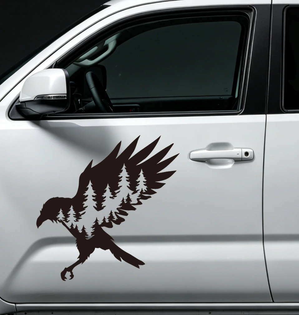 Forest Raven Vinyl Car Sticker - Waterproof Decal for Truck Door, Laptop, Ski & Off-Road