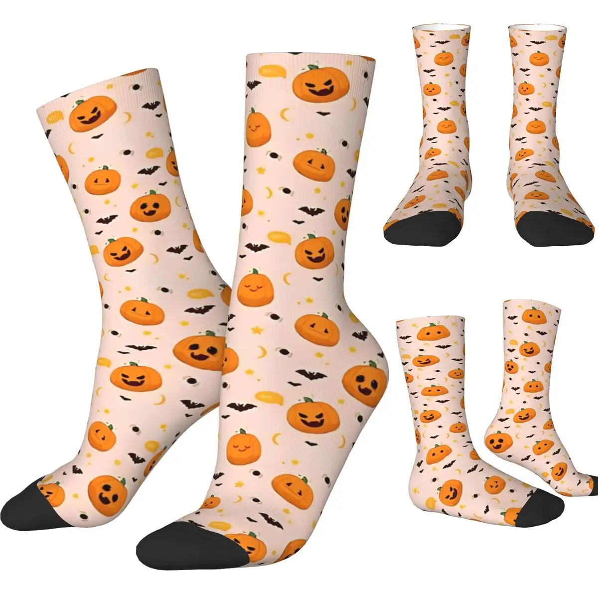 Women Men Socks Pumpkin Witches Halloween Pumpkin Stockings Winter Casual Medium Soft Socks Design Running Sports Anti-Slip Sock