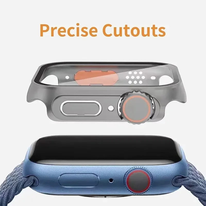 2PCS Case Glass+Case For Apple Watch 42 46 44 45 41 40mm Screen Protector Cover Change Ultra Bumper IWatch Series10 9 8 7 SE 6 5 image 3