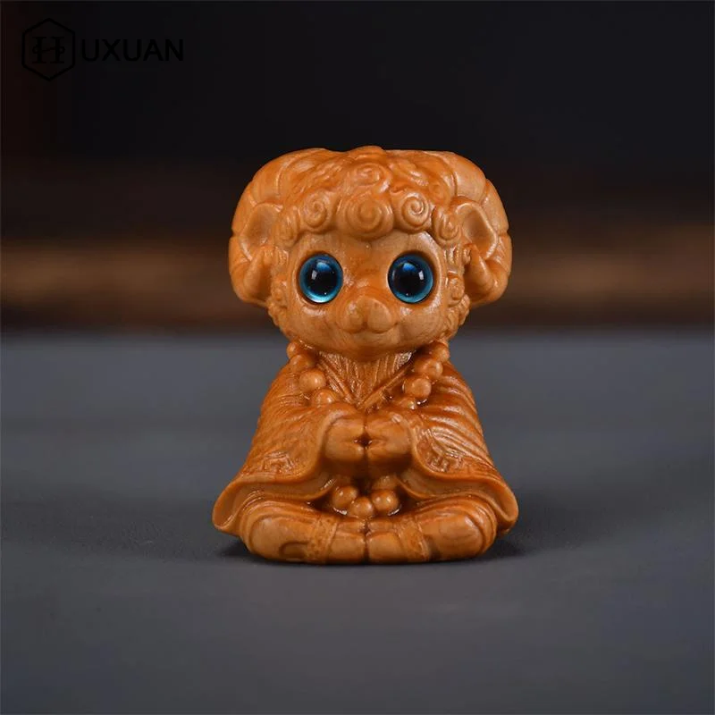 Whimsical Sheep Decor 2027 Chinese New Year Zodiac Goat Statue Wood Carving Sheep Ornaments Desktop Decor Car Decoration