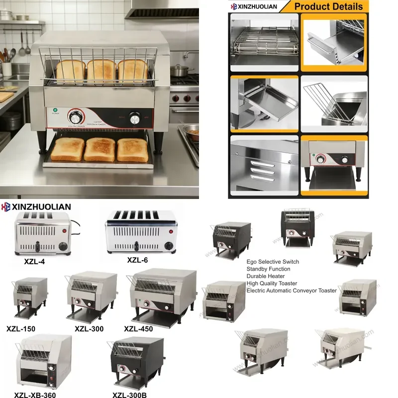 2026 Stainless Steel Electric Commercial Conveyor Toaster 450 Slices/Hour 2600W Multi-Voltage Restaurant Bakery Kitchen
