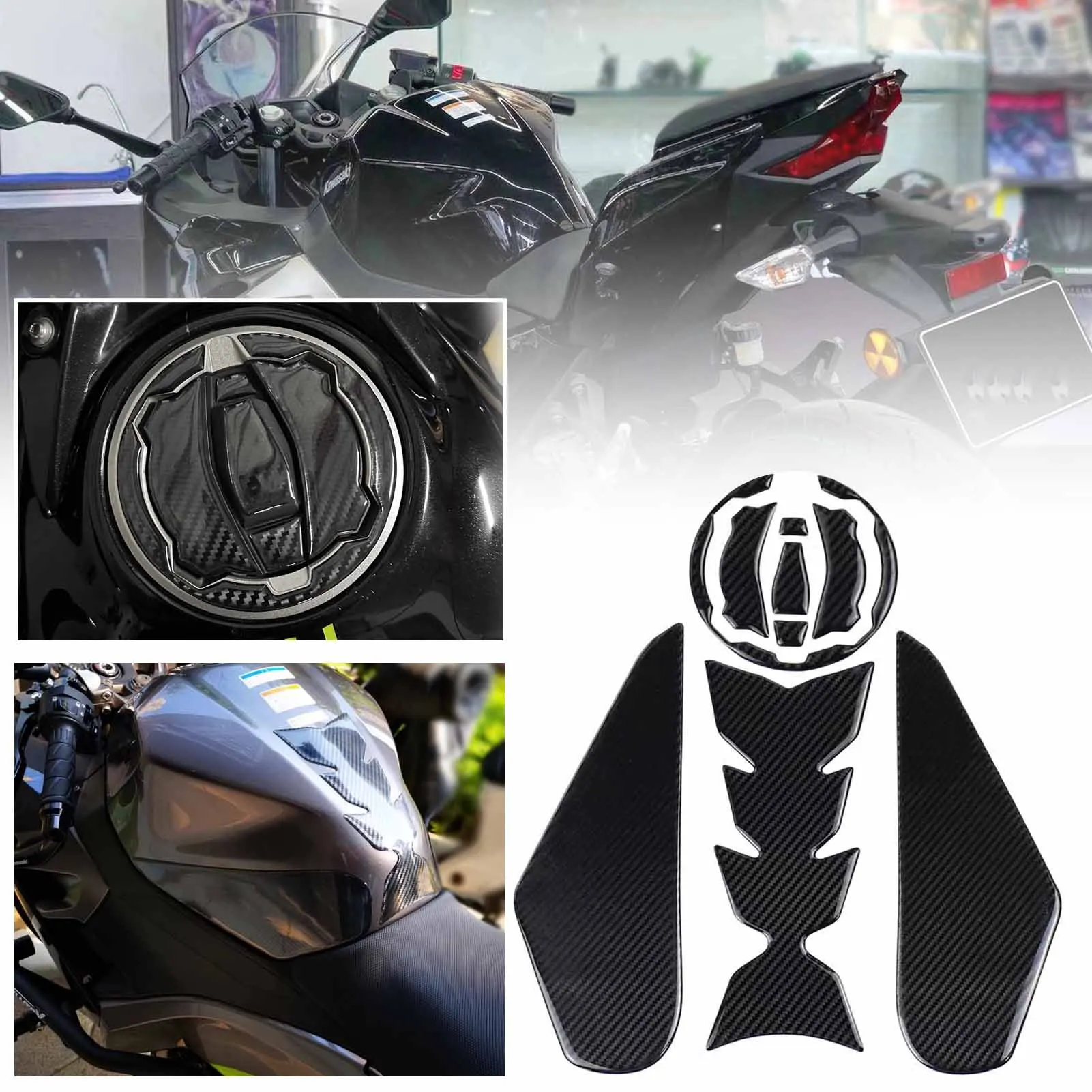 

For Kawasaki Ninja 400 Ninja400 Tank Pad Protector Sticke Motorcycle Gas Fuel Knee Grip Side Decal Scratch Resistant Sticker