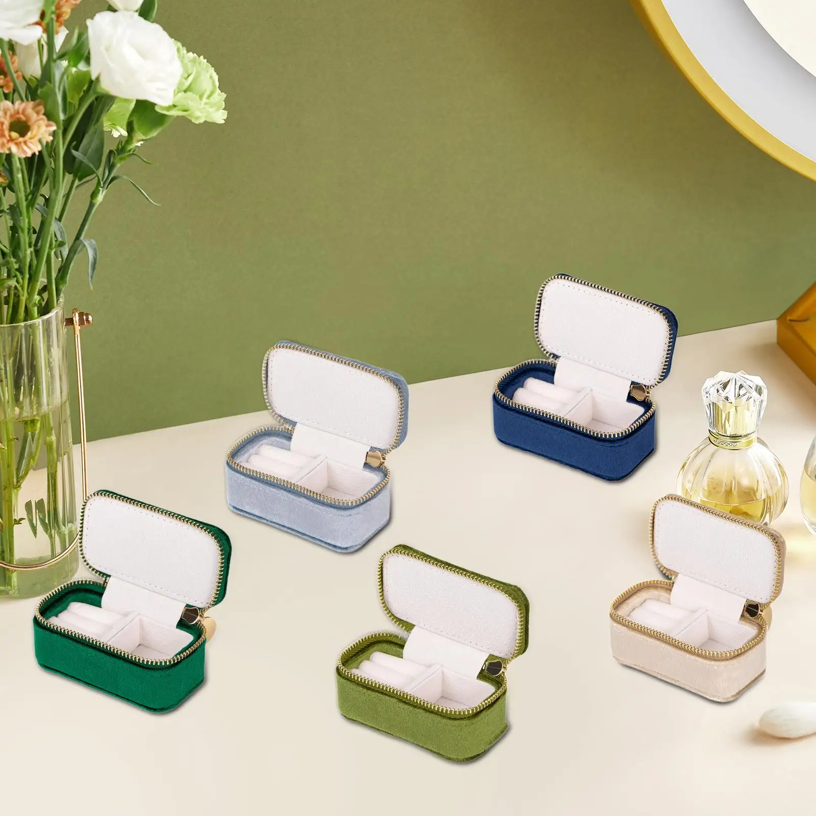 صندوق تخزين المجوهرات، صندوق مجوهرات مدمج لترصيع الأذن والخواتم #4