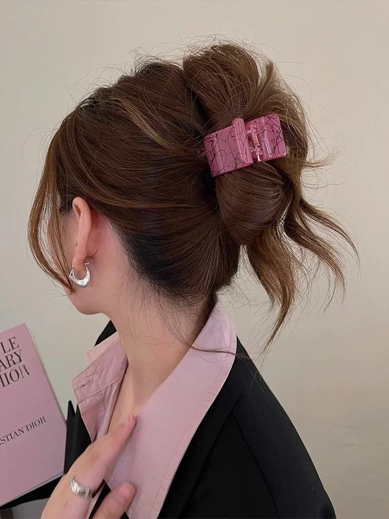 Korean Solid Color High Ponytail Small Grab Clip Women Sweet Elegant Ponytail Grab Clip Lazy Styling Hairpin Style Accessories