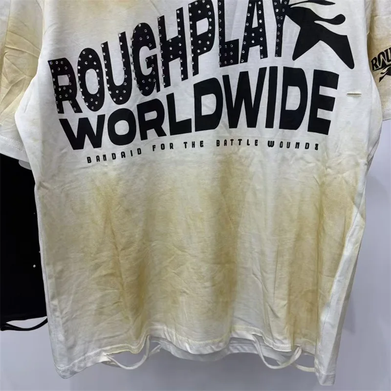 Rough Hot Drill Letters T-Shirts Washed White Retro Oversized Sleeveless T Shirt