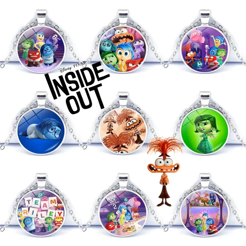 Disney Inside Out 2 Necklace Anime Figures Joy Sadness Anger Cartoon Necklaces Accessories Fashion Jewelry for Men Women Gifts