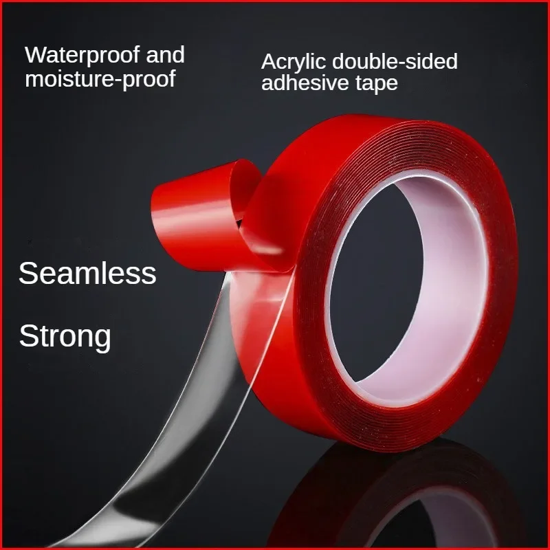 3Meter Double-sided Nano Adhesive Tape Acrylic Adhesive Tape Strong Seamless Transparent Red Film Car Double-sided Adhesive Tape