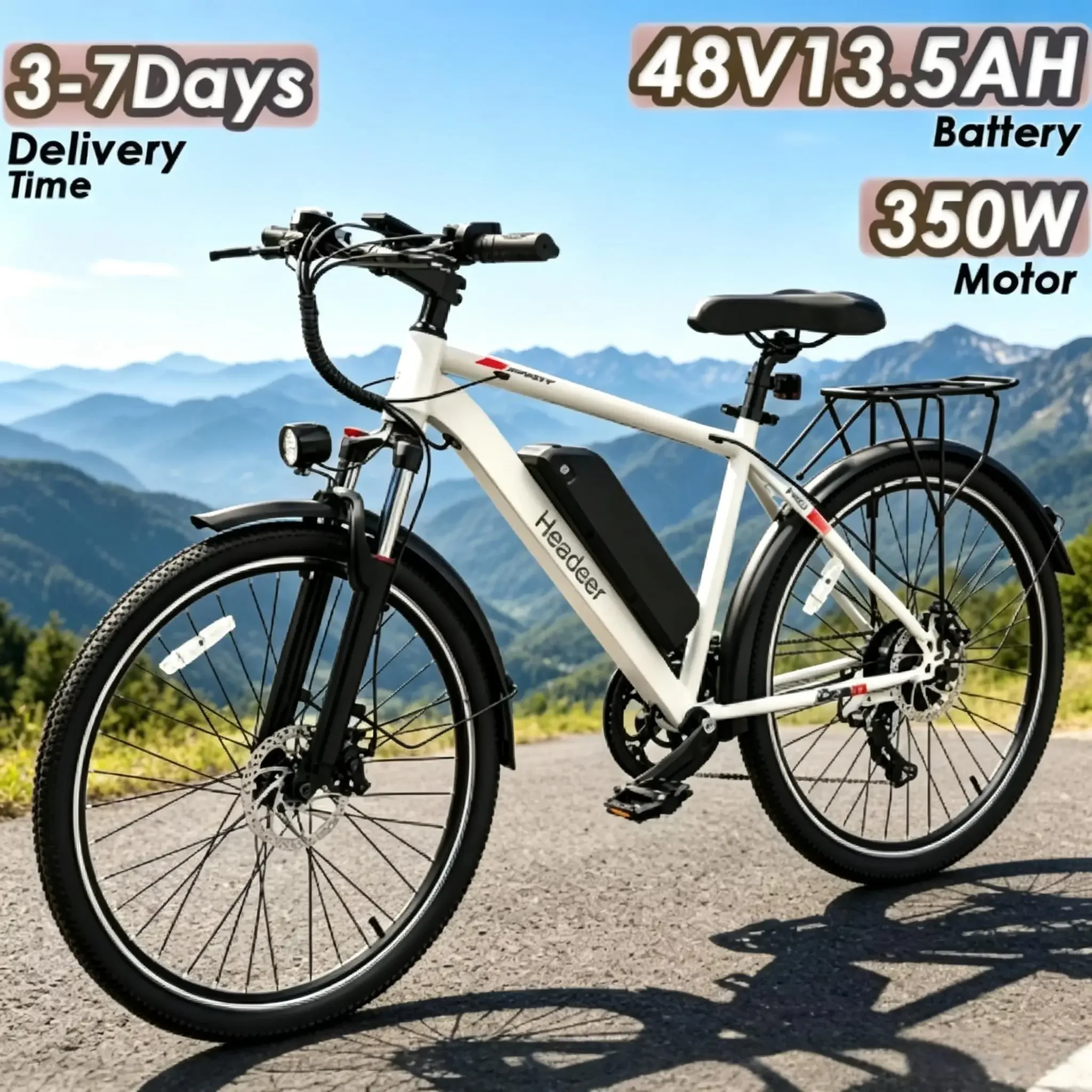 Image of E-Bike Leistungsstarker Motor 48V15AH Langstrecken-Akku Doppelte Scheibenbremse Stadtpendler 26-Zoll-Reifen Elektro-Mountainbike