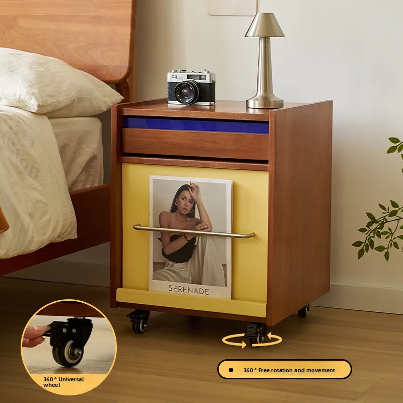 Solid Wood Nightstand Bauhaus Bedside Storage Cabinet Multi-Layer Side Table for Small Spaces Modern Bedroom Drawers Organizer
