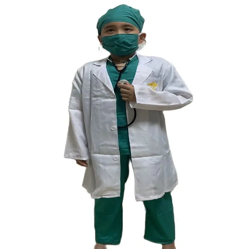 Children Surgical Uniform Kids Doctor\'s clothes Shirt Pants Coat Suit Kids Doctor Cosplay Halloween Costumes Party Birthday Gift