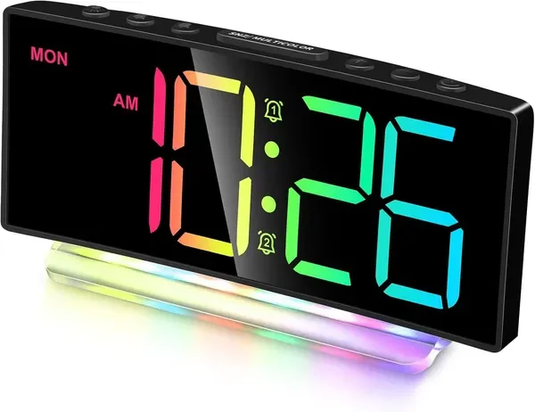 

Extra Loud Alarm Clock for Heavy Sleepers Adults,Teens,Kids,Rainbow Clock for Bedrooms,Small Bedside