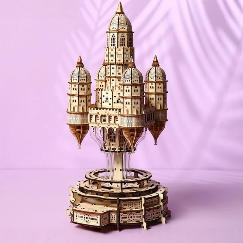 مدينة OUZEY العائمة في الغيوم DIY، نموذج معماري خشبي ثلاثي الأبعاد، مجموعة بناء إمبراطورية السماء للبالغين