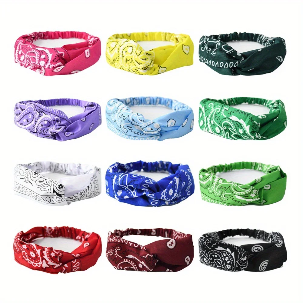 ยางรัดผมแฟชั่นรูปดอกมะม่วงหิมพานต์ 12 ชิ้น สำหรับผู้หญิง ใช้ในชีวิตประจำวัน ออกกำลังกาย โยคะ กิจกรรมกลางแจ้ง ซับเหงื่อ