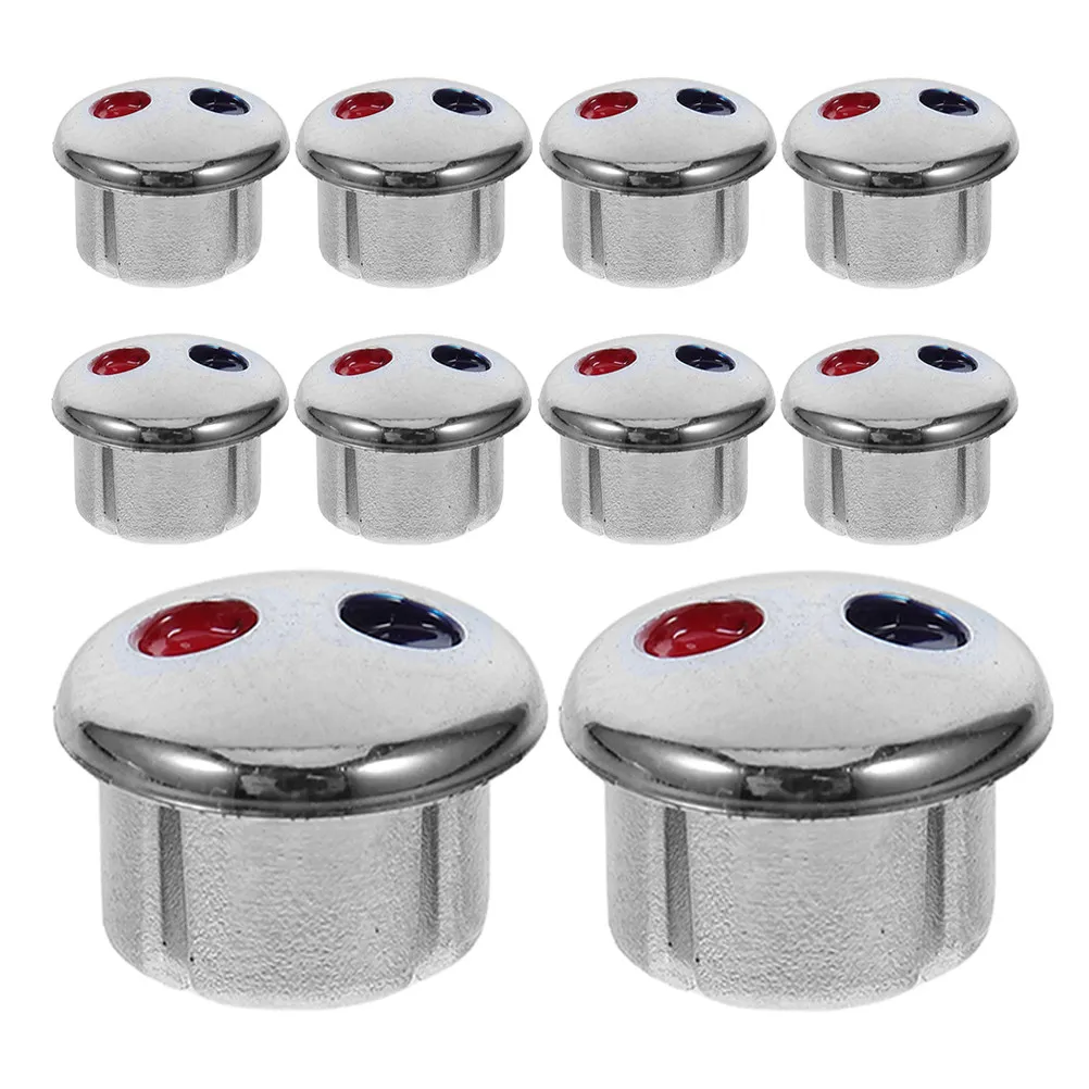 

10Pcs Faucet Hot Cold Water Markers Handle Labels Easy Installation Kitchen Bathroom Replacement Buttons for Hotels Schools