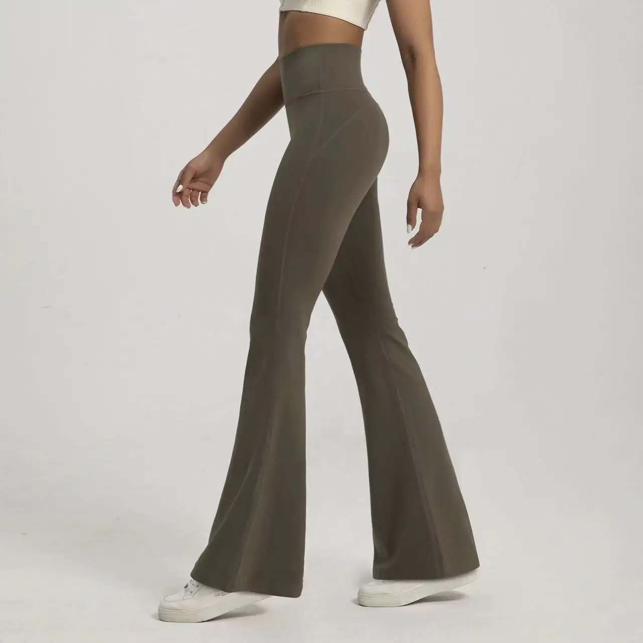 Naked High Waisted Waist Cinching Hip Lifting Fitness Exercise Elastic Bell Bottom Pants Women Casual Outdoor Running Yoga Pants