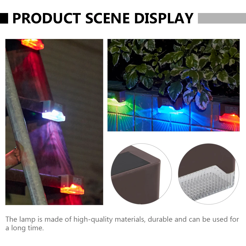 4 set 4 Sets Fence Lights Outdoor Waterproof Led Wall Lamp Garden Decor Adhesive Solar Light Railing Lamp Sticky Wall Light Long