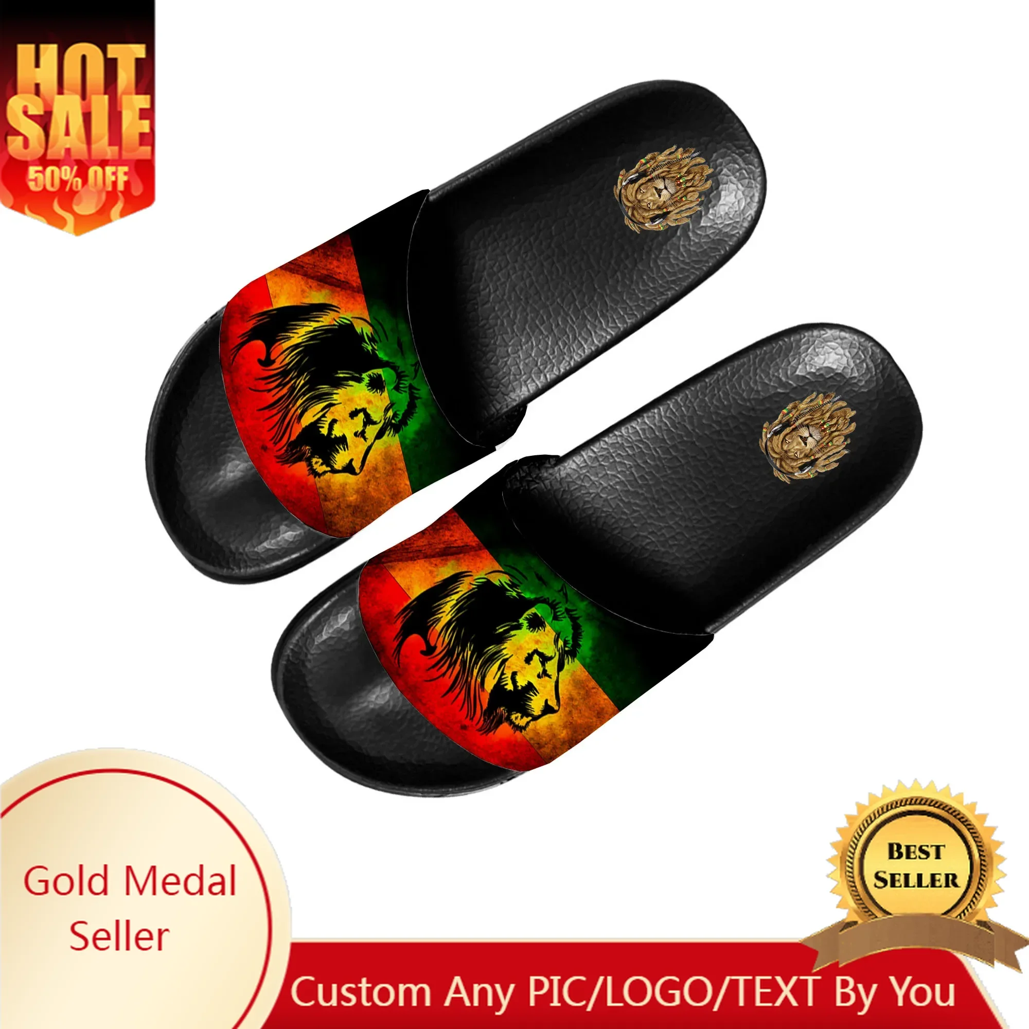 

Reggae Rastafarian Rasta Rastafari Lion Of Judah Slippers Home Water Shoes Men Women Teenagers Custom Summer Slipper