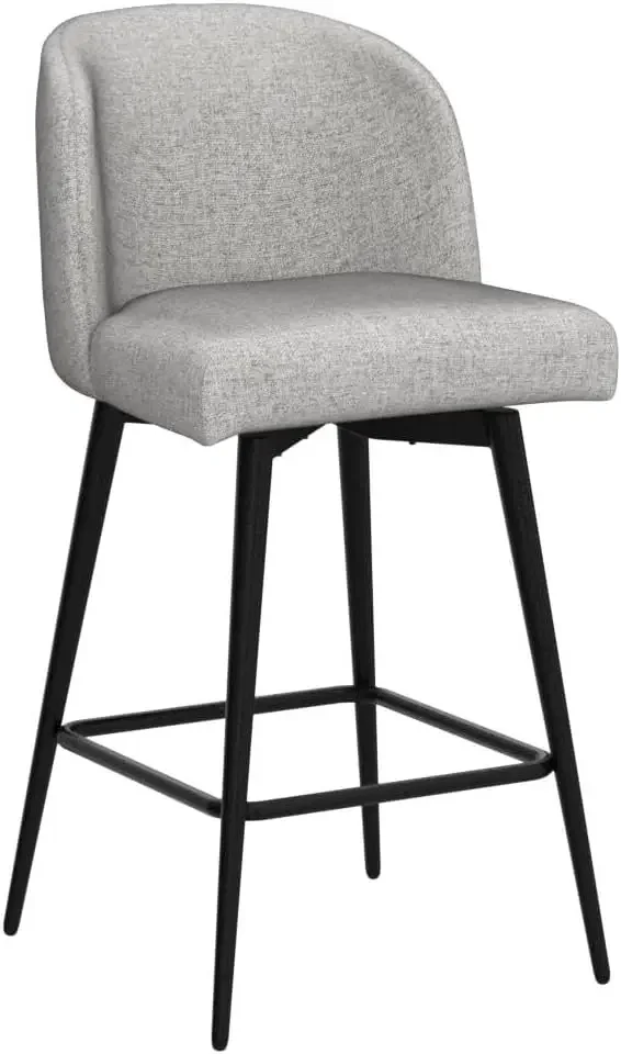 Watson & Whitely Counter Height Bar Stools Set of 2, 360° Swivel Upholstered Barstools with Backs and Metal Legs, 26\