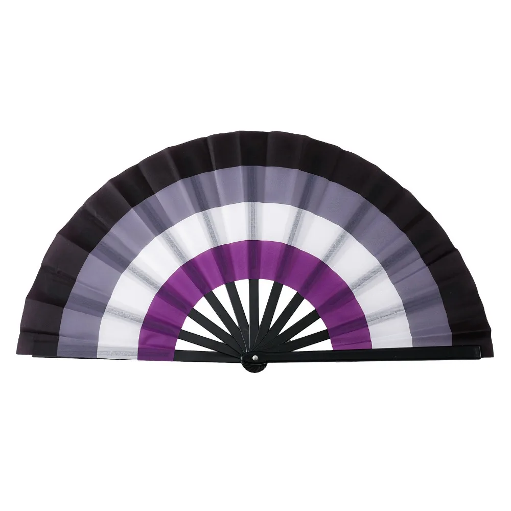 Gradient Colorful Rainbow Handheld Fan Decorative Cooling Folding Dance Fan Easily Opened Portable Chinese Kung Fu Fan Carnival