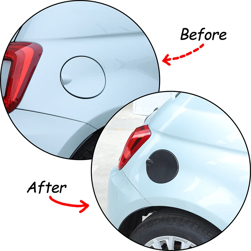 Real Carbon Fiber Car Fuel Tank Cap Decorative Trim Cover Sticker For Fiat 500 2016-2026 For Abarth 595 2012-2019 Accessories