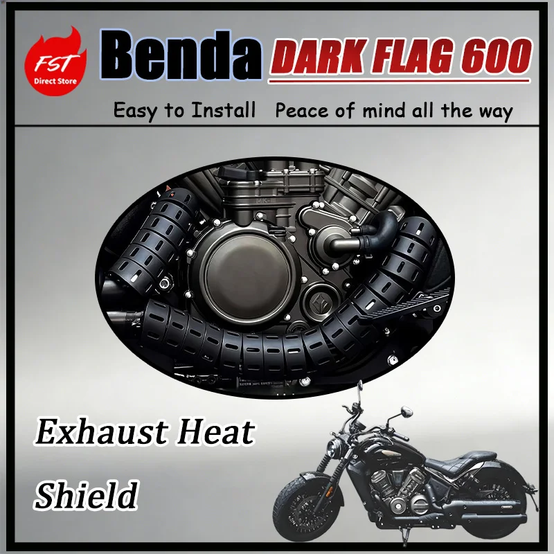Benda DARK FLAG 600 Fishbone-Style Exhaust Heat Shield Anti-Scald Protective Cover Modification Parts for Motorcycle