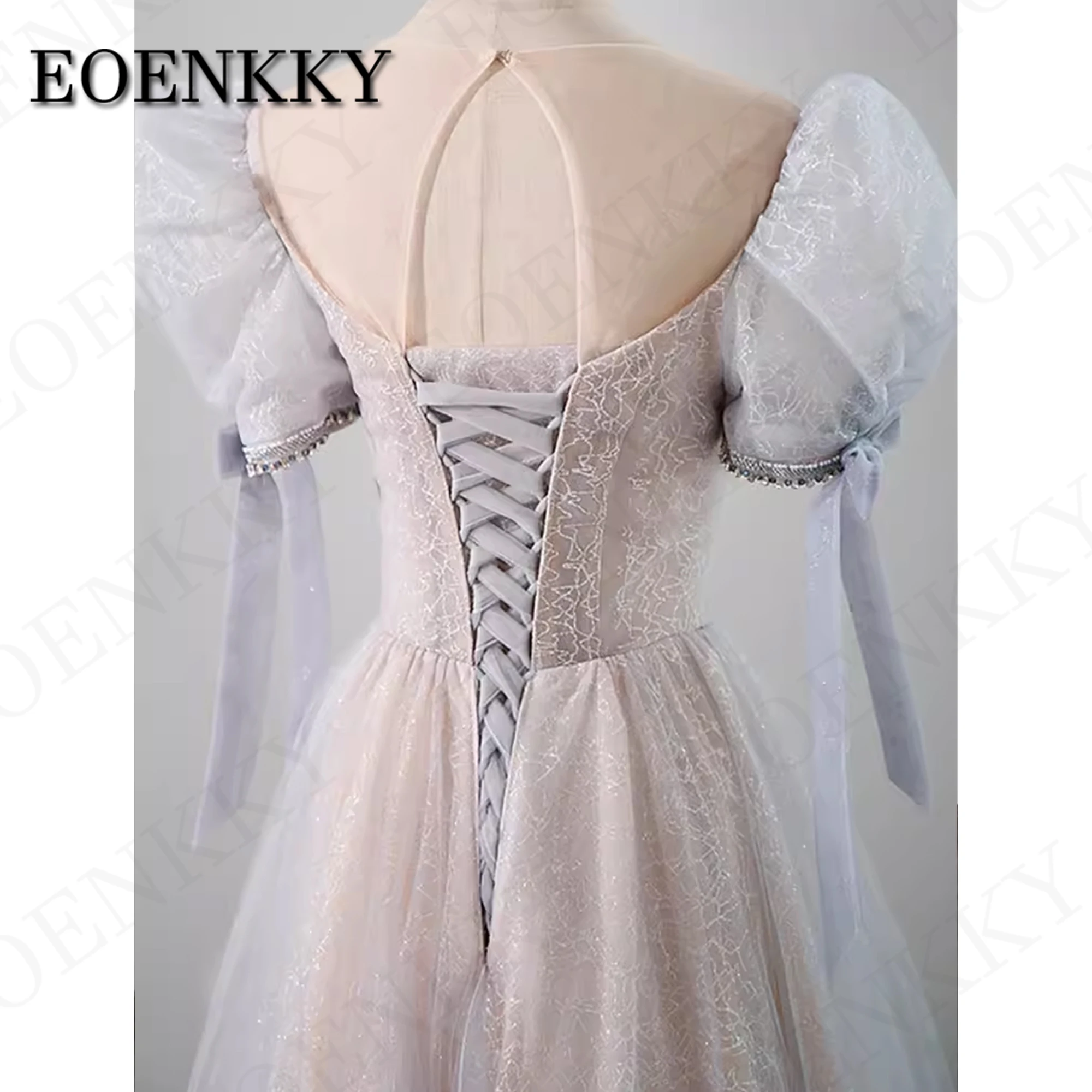 Robes de Rhprincesse en tulle pour femmes, col rond, manches bouffantes, robe de soirée de mariage, ligne A, remise des diplômes, Rotterdam Kly, 2024 Robes de bal de fin d'études en tulle pour princesses 2024  Robe de