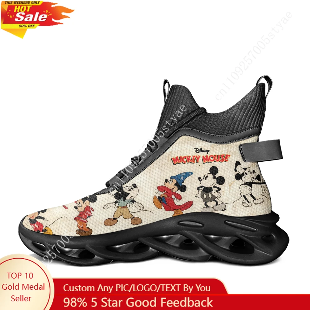 

Disney Mickey Mouse High Top Flats Sneakers Mens Womens Sports Custom Shoes Casual Running shoes