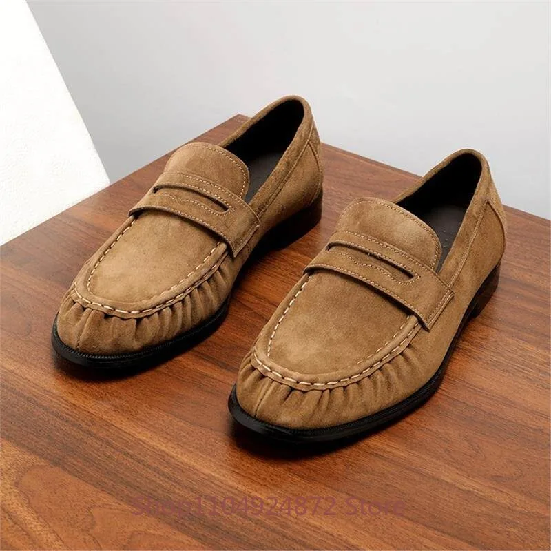

Designer Dress Loafers Men's Leather Shoes Soft Soled Slip on Genuine Leather Casual Breathable Office Driving Shoes Male