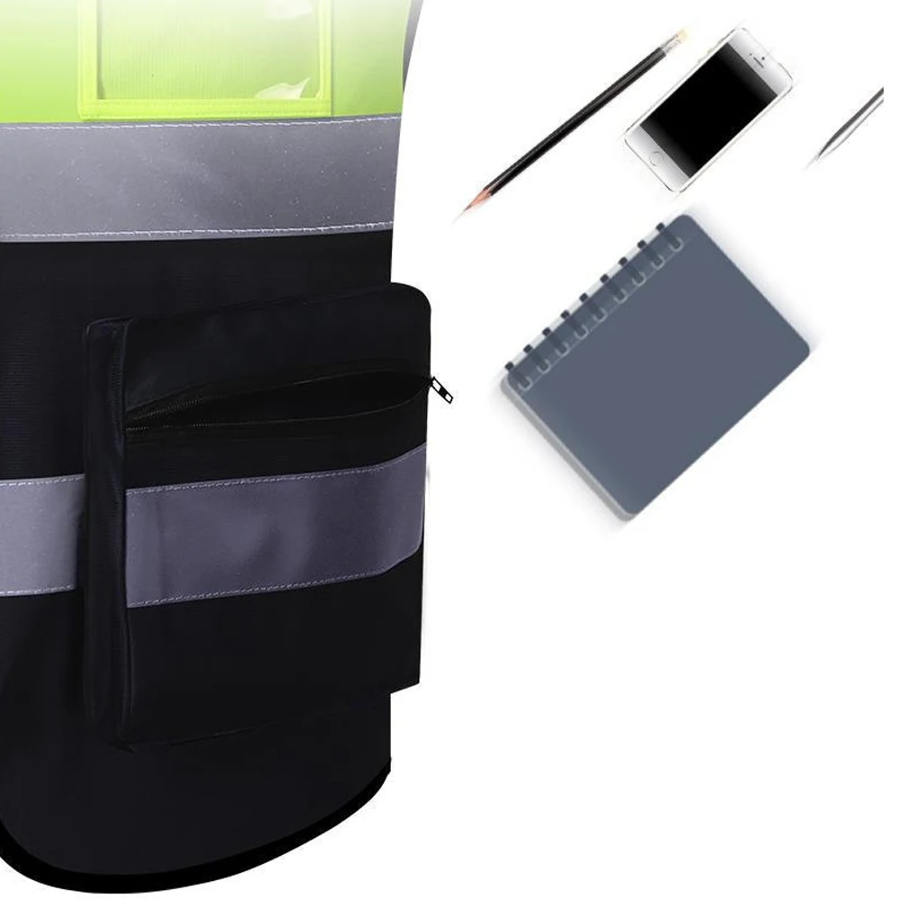 남녀 공용 맞춤형 로고 안전 조끼, 포켓과 지퍼가 있는 투톤 작업복 조끼 (건설 안전 작업복)