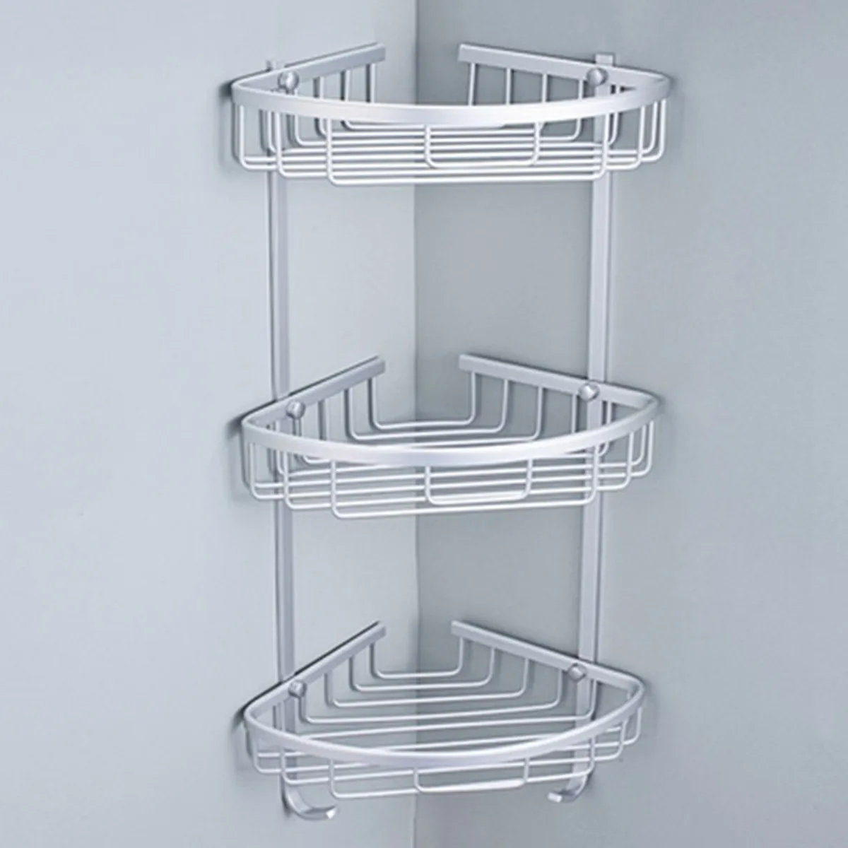 Bathroom Punch Free  Aluminum Triangular Rack Storage Organizer Corner Shelf For Shampoo Soap Cosmetic Basket Holder