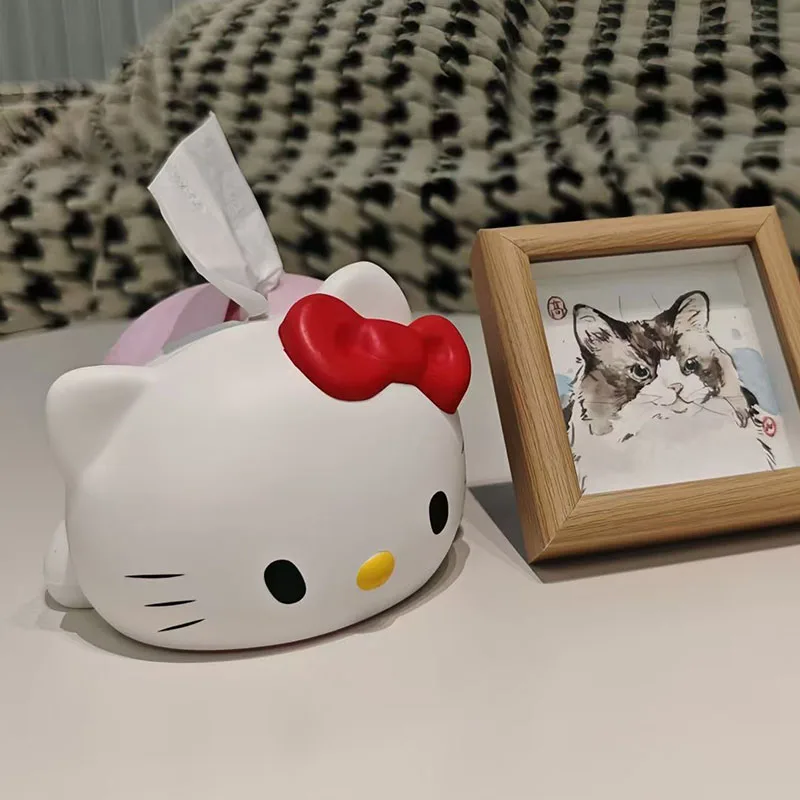 Cute Hello Kitty Tissue Box Cartoon Household Paper Box Desktop Decor Living Room Home Decor Kawaii Anime Storage Box Gifts