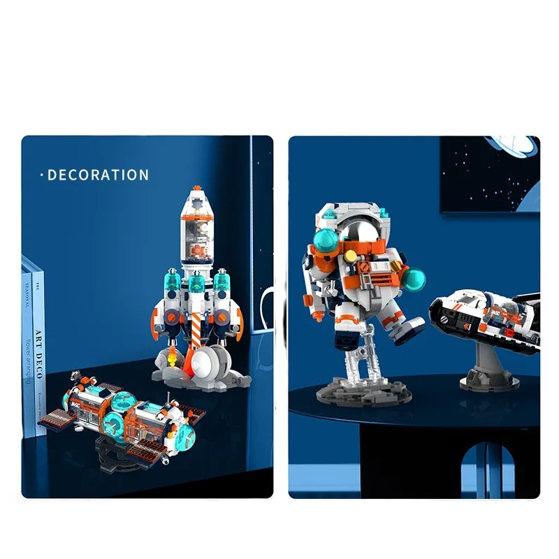 MOC-Jouets pour enfants, fusée d'exploration, navette spatiale, astronsomvier, construction de modèles, centre de lancement de nuits