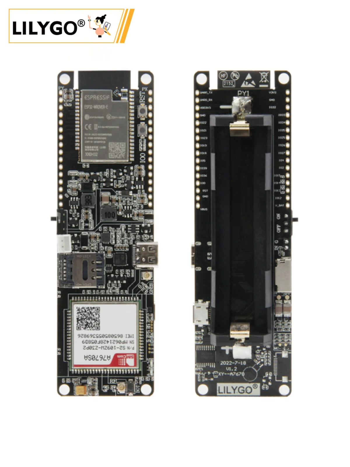 

LILYGO T-A7670SA 4G LTE CAT1 MCU32Microcontroller support GSM GPRSedge